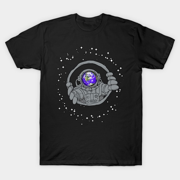 Fun Astronaut Reflection of Earth T-Shirt by RKP'sTees